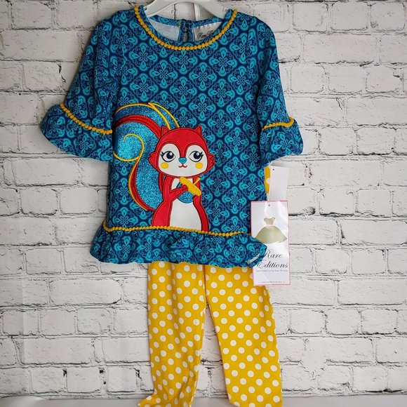 'RARE EDITIONS' TOP & PANTS SQUIRREL OUTFIT 2-PIECE SET - Picture 2 of 16